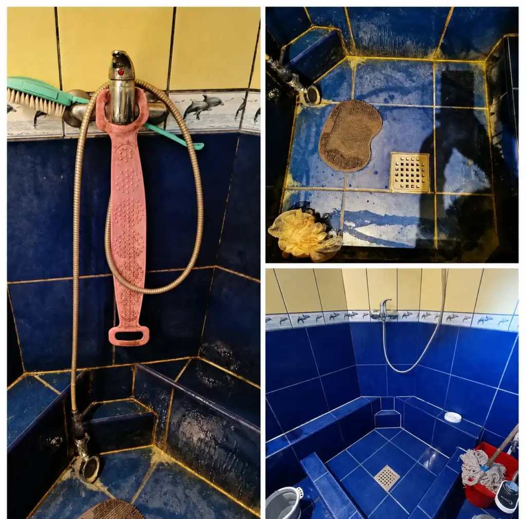Curățenie baie înainte și după realizată de AVL Cleaning în Ploiești