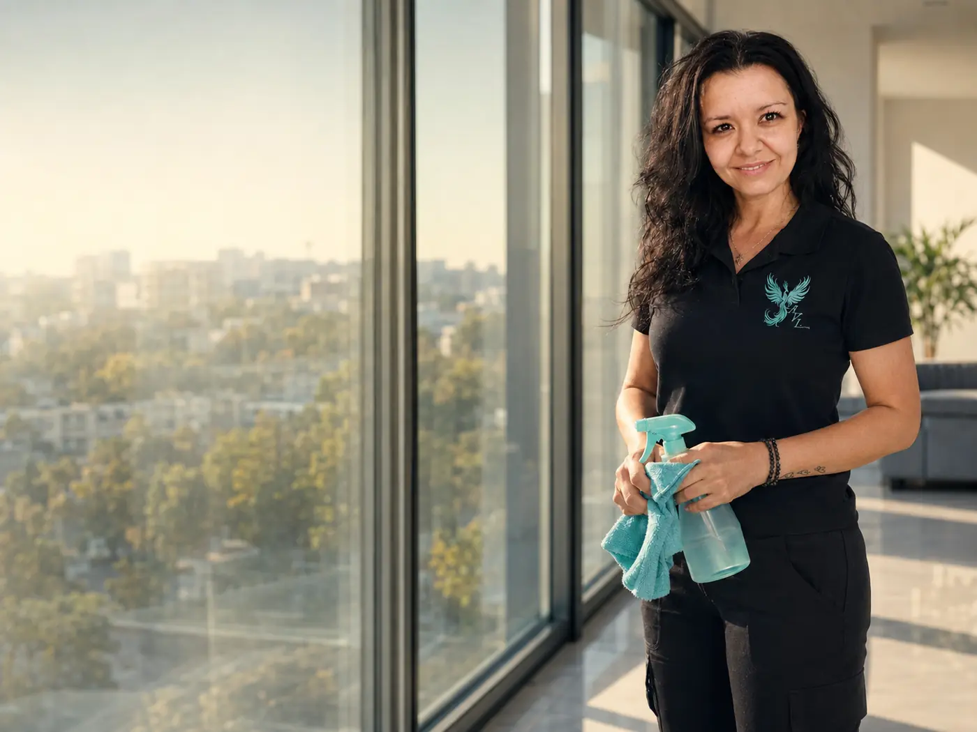 Daniela Popescu de la AVL Cleaning, pregătită pentru o programare de curățenie